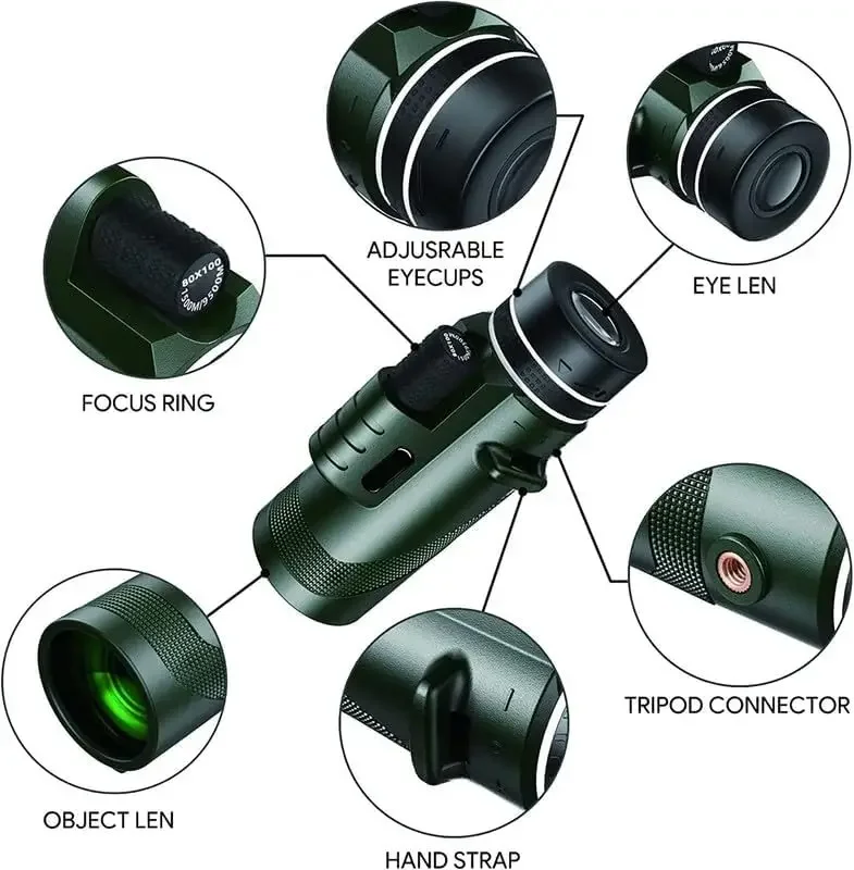 Monocular HD 80x100 para adapt - Auto Tracking Tripod reseña y precio