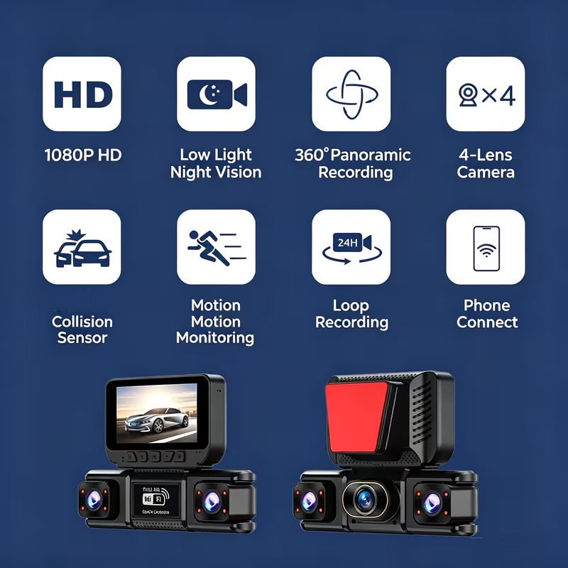3/4CH WiFi 360 °   Cámara de C - Panoramic Dash Cam 360 reseña y precio